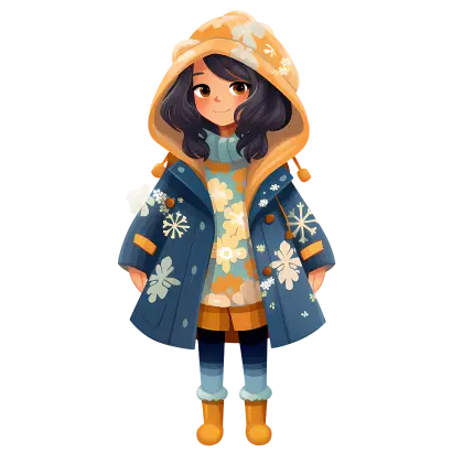 Cozy Cartoon Girl in Winter Coat