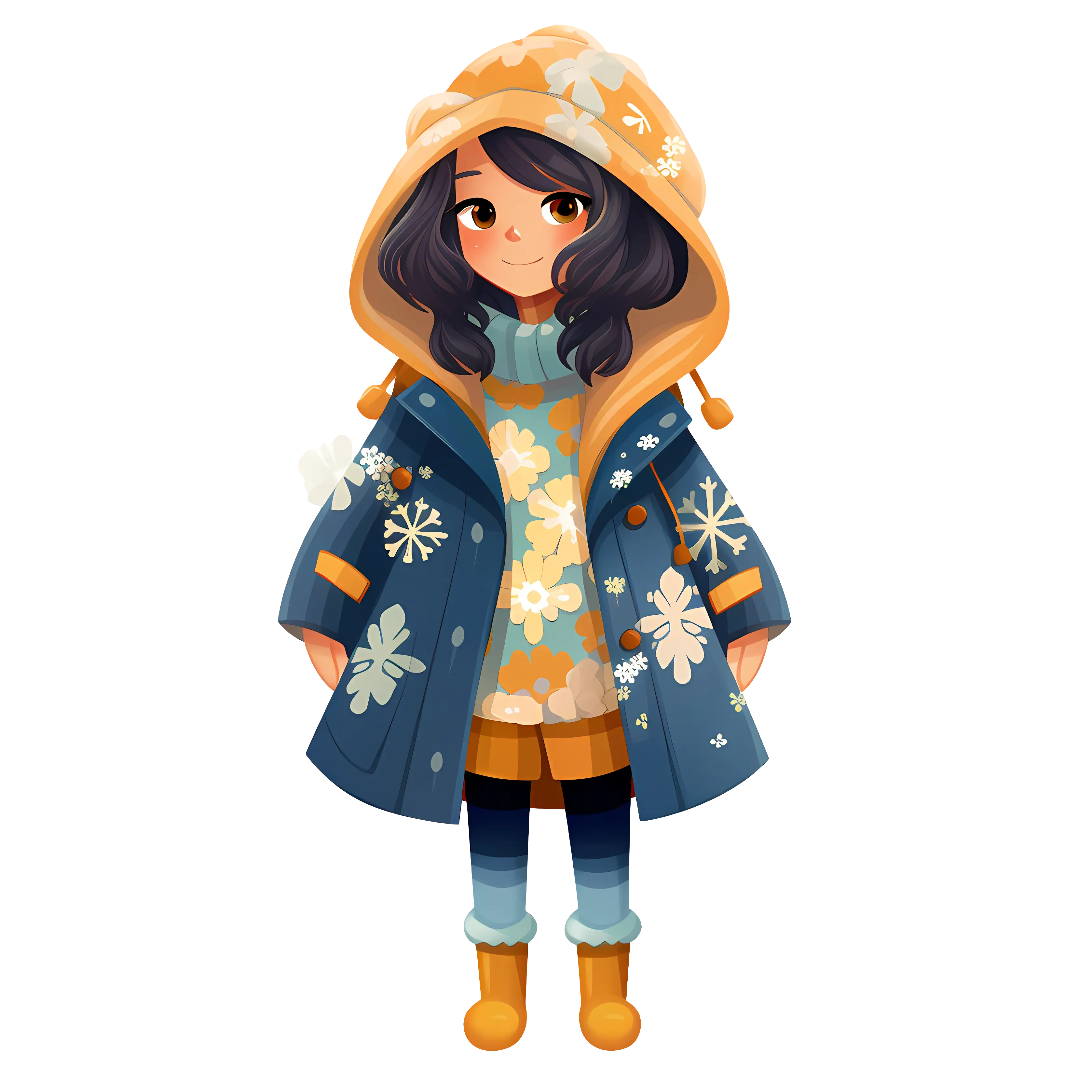 Cozy Cartoon Girl in Winter Coat