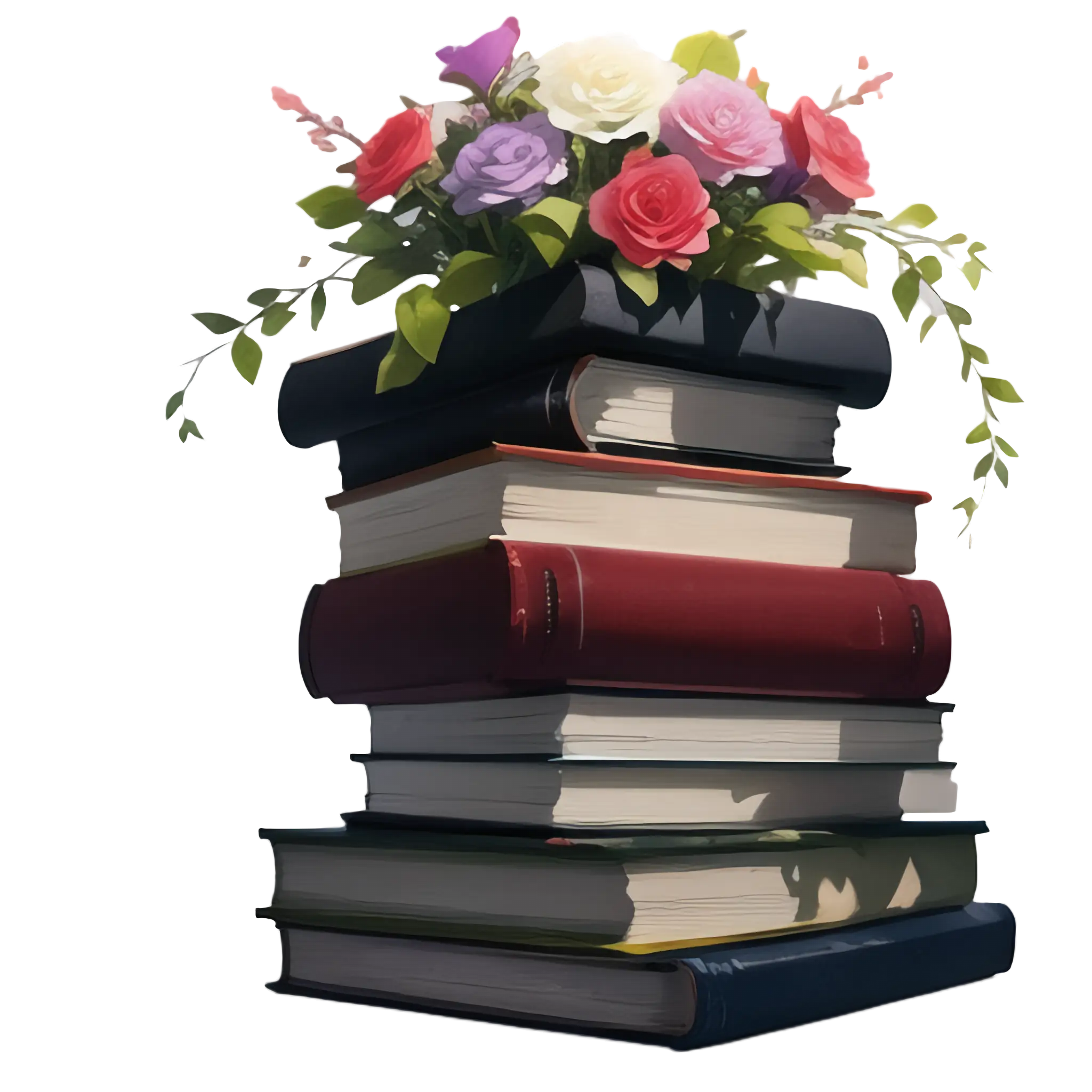 Stack of Books with Flower Arrangement
