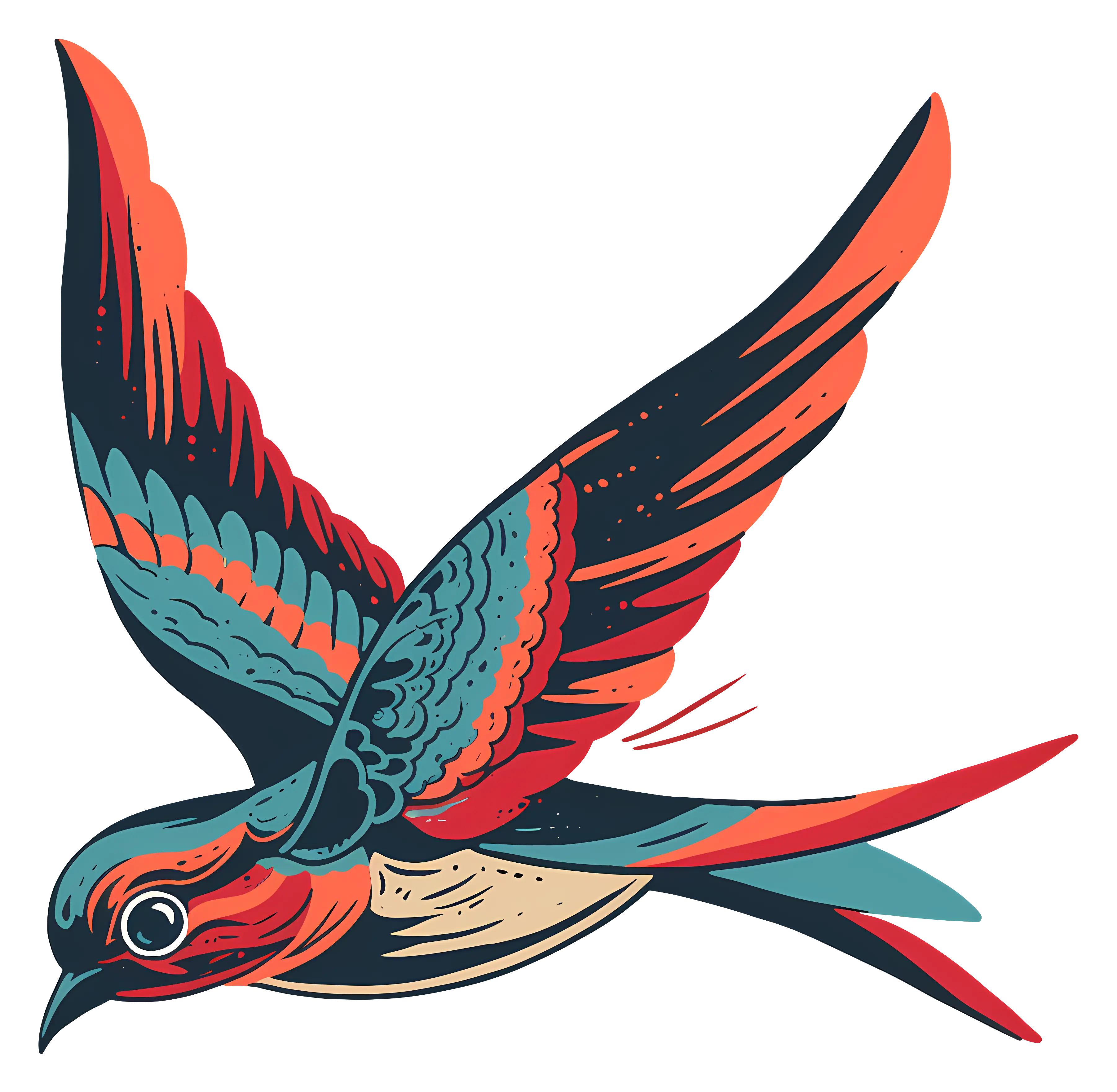 Vibrant Colorful Bird in Flight