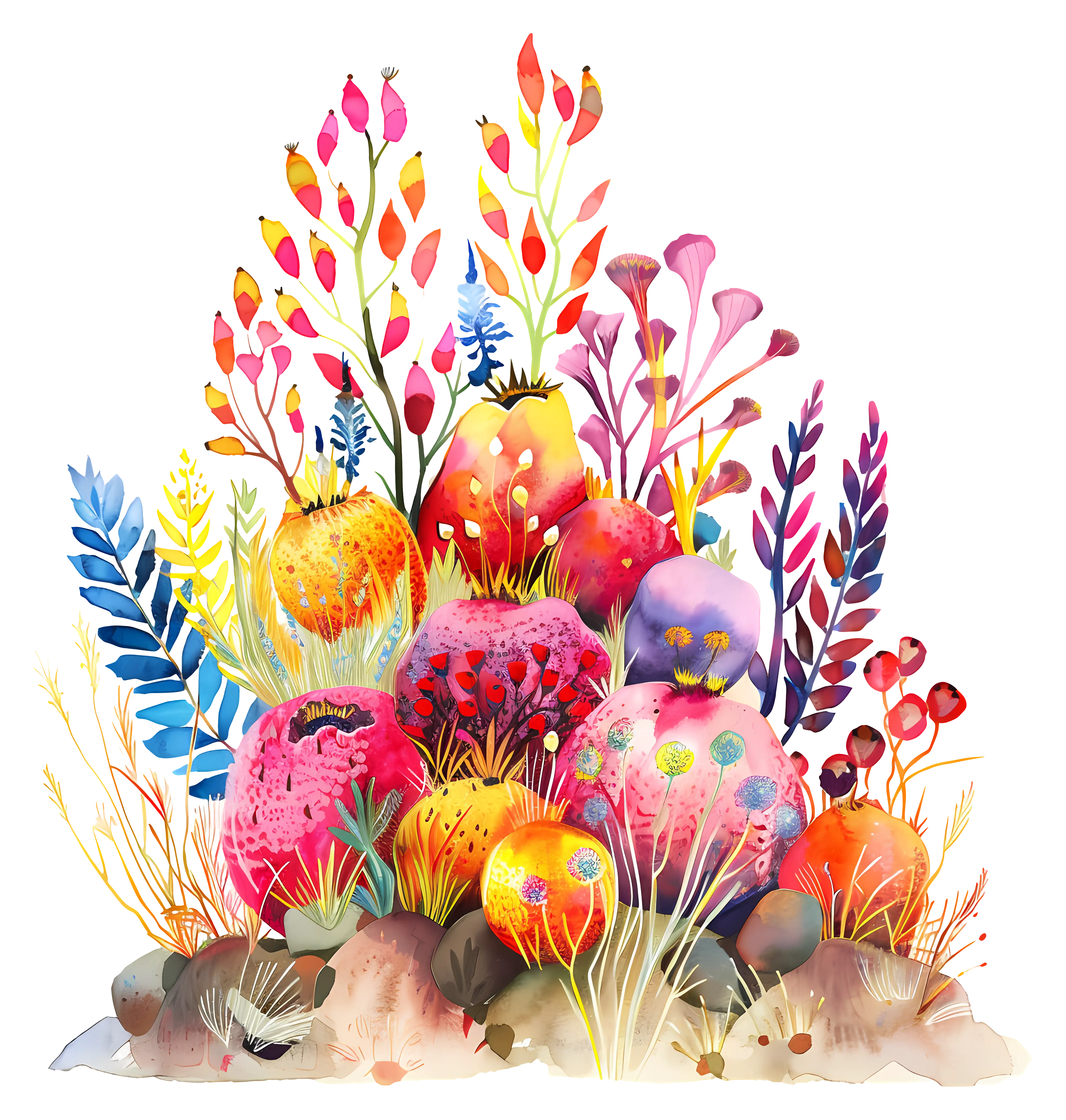 Colorful Plants and Flowers Illustration