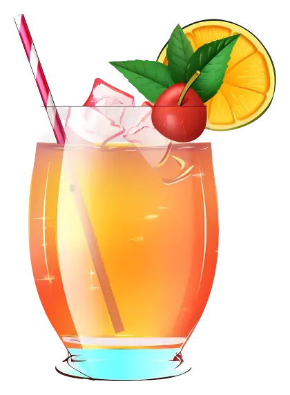 Refreshing Cocktail in Glass with Garnishes