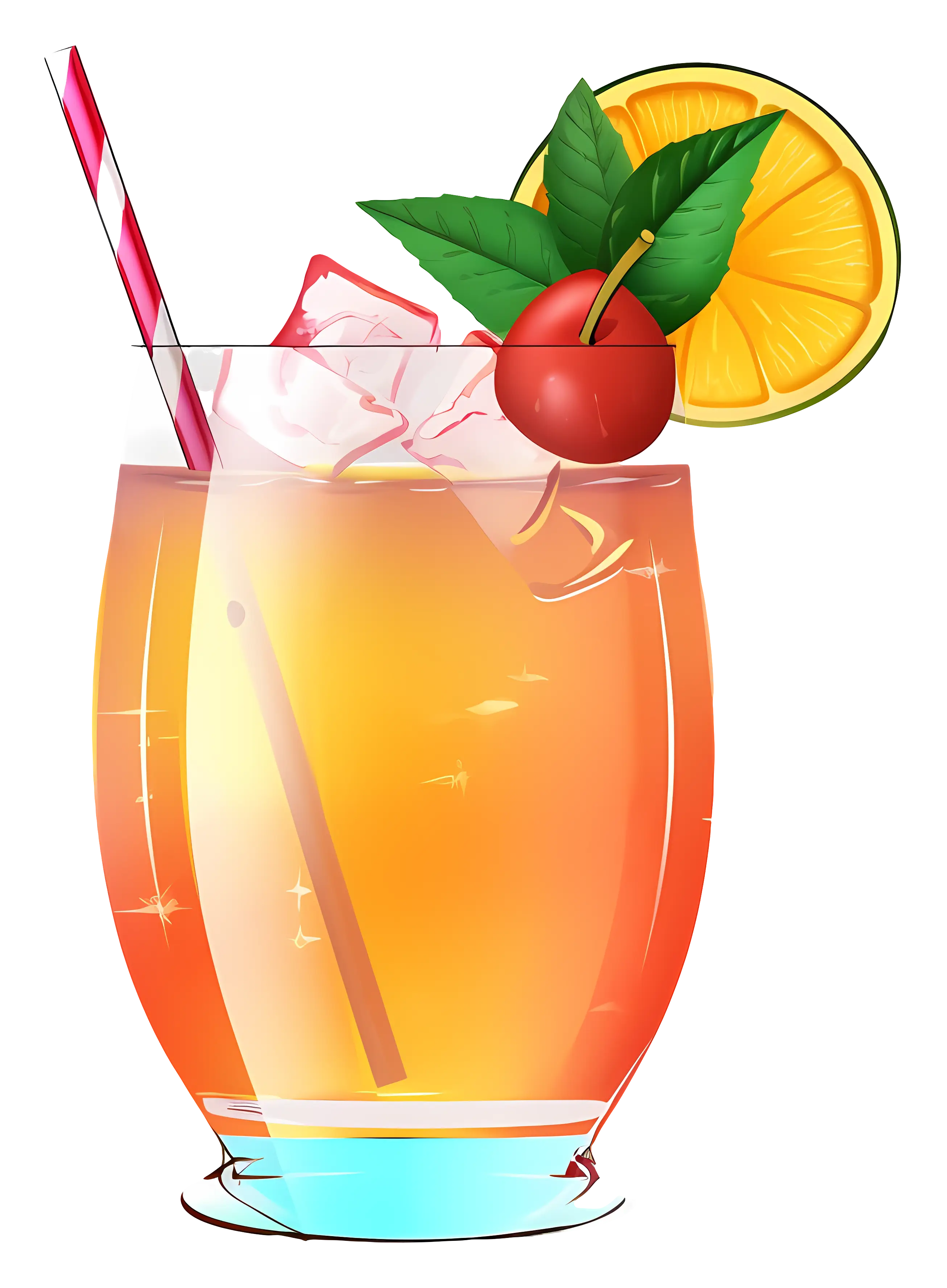 Refreshing Cocktail in Glass with Garnishes