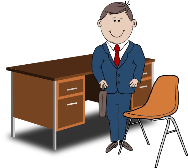 Businessman with Desk and Chair Illustration