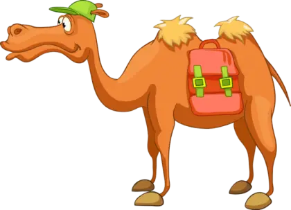 Cartoon Camel with a Backpack