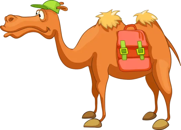 Cartoon Camel with a Backpack