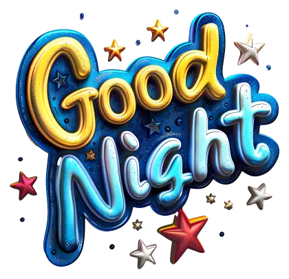 Good Night Text with Starry Design
