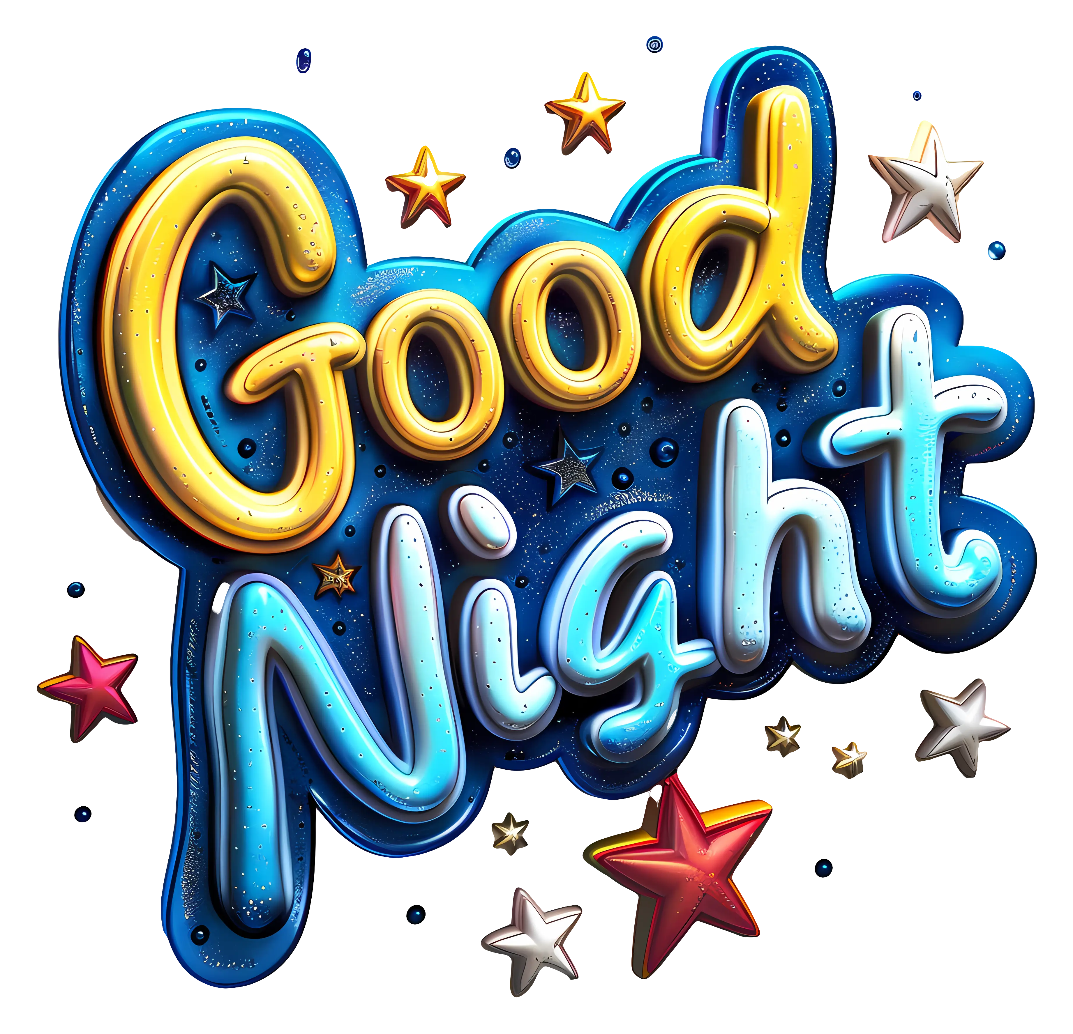 Good Night Text with Starry Design