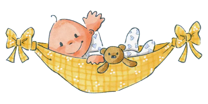 Cute Baby in Yellow Hammock Illustration