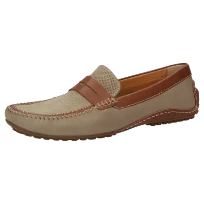 Stylish Beige and Brown Leather Loafers