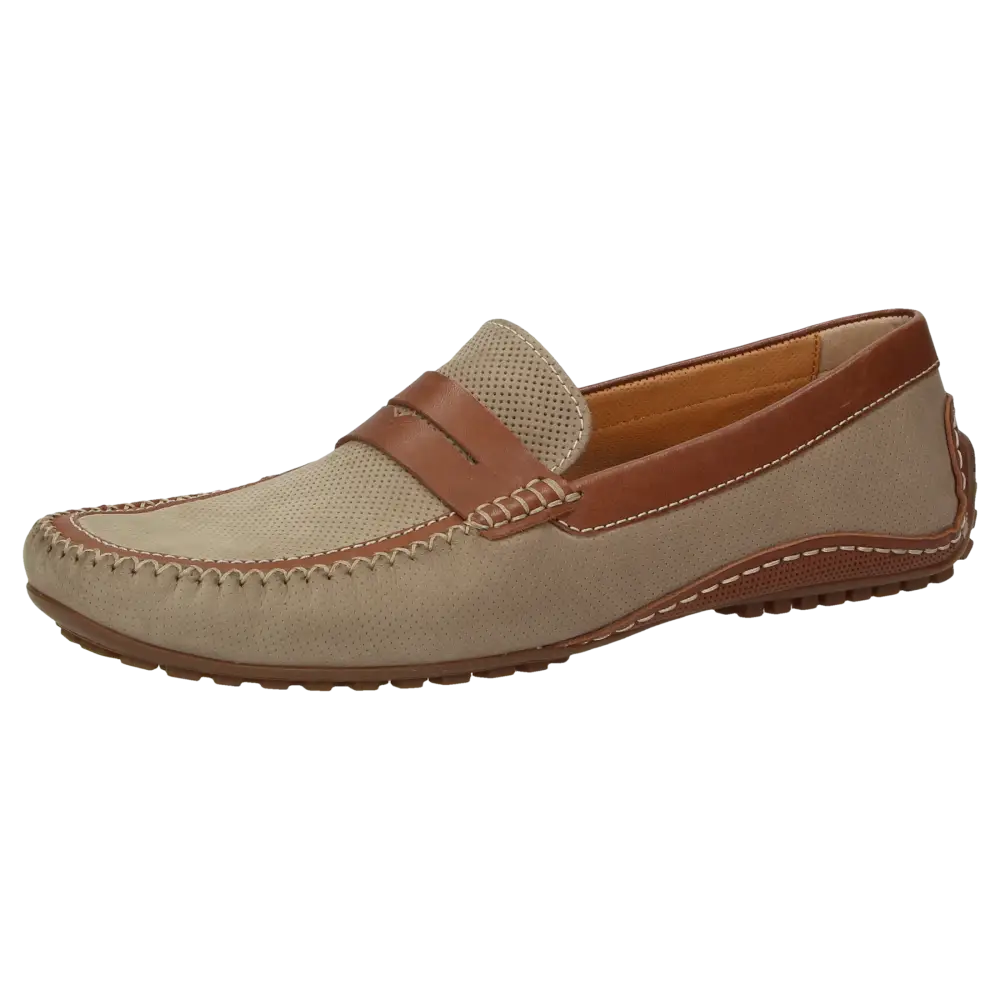 Stylish Beige and Brown Leather Loafers