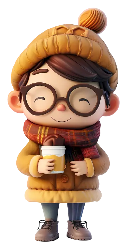 Winter Character with Hot Drink