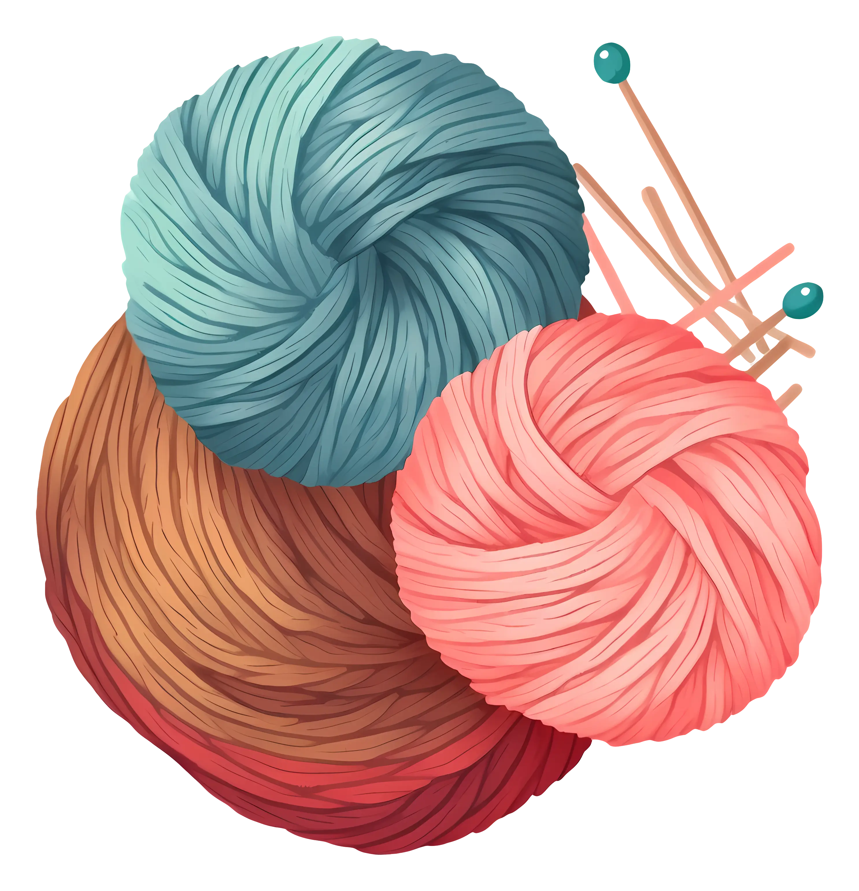 Yarn Balls with Knitting Needles