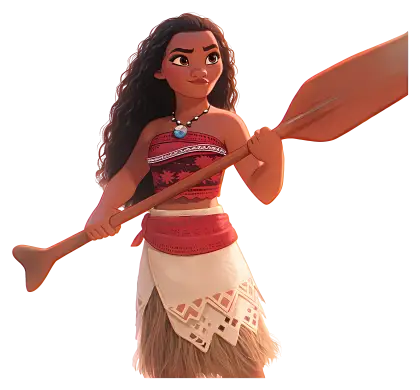 Island Girl Holding a Wooden Paddle