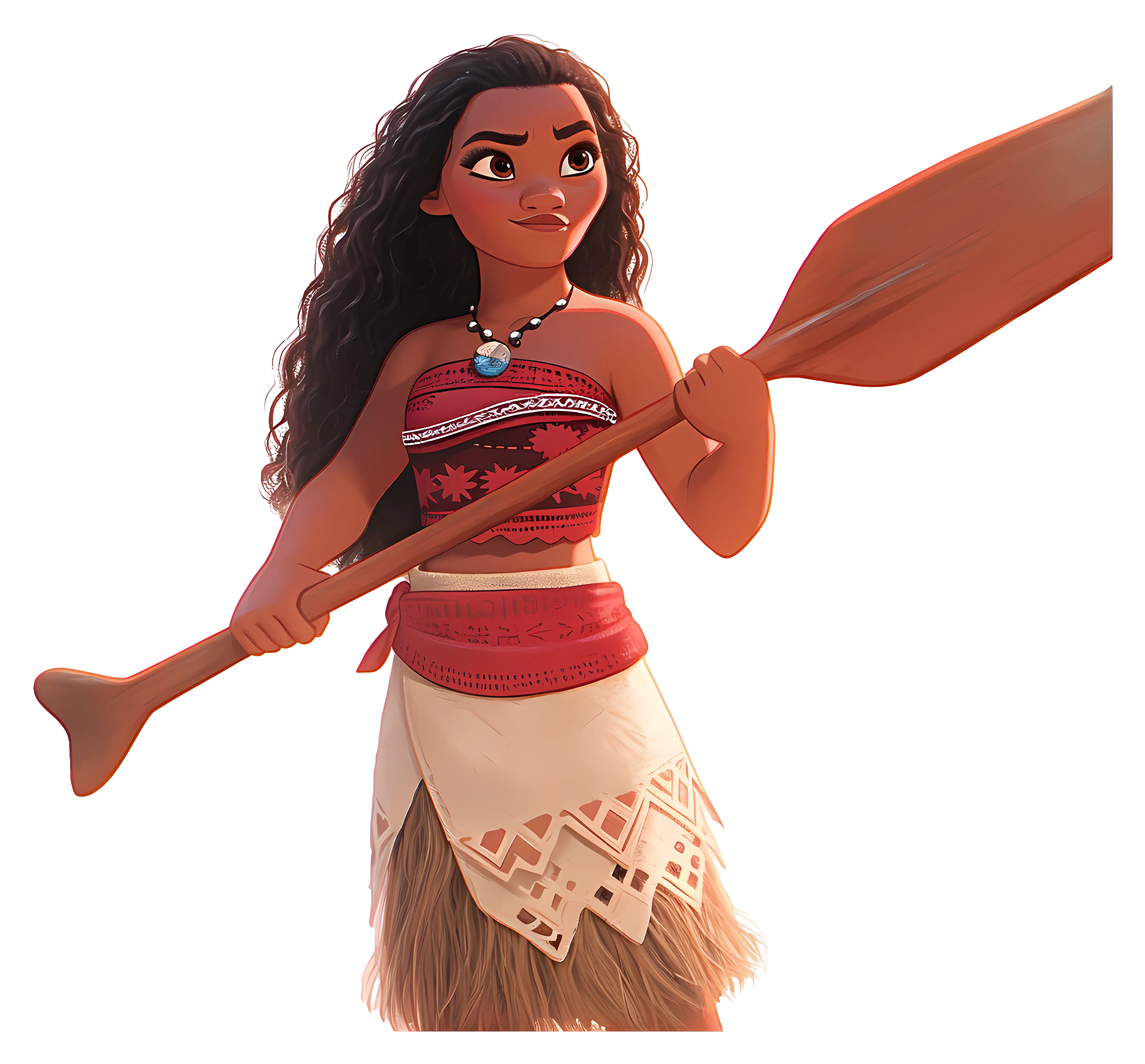 Island Girl Holding a Wooden Paddle