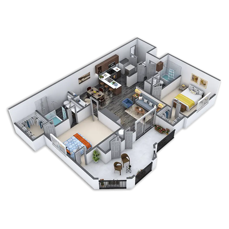 3D Model of a Modern Apartment Layout