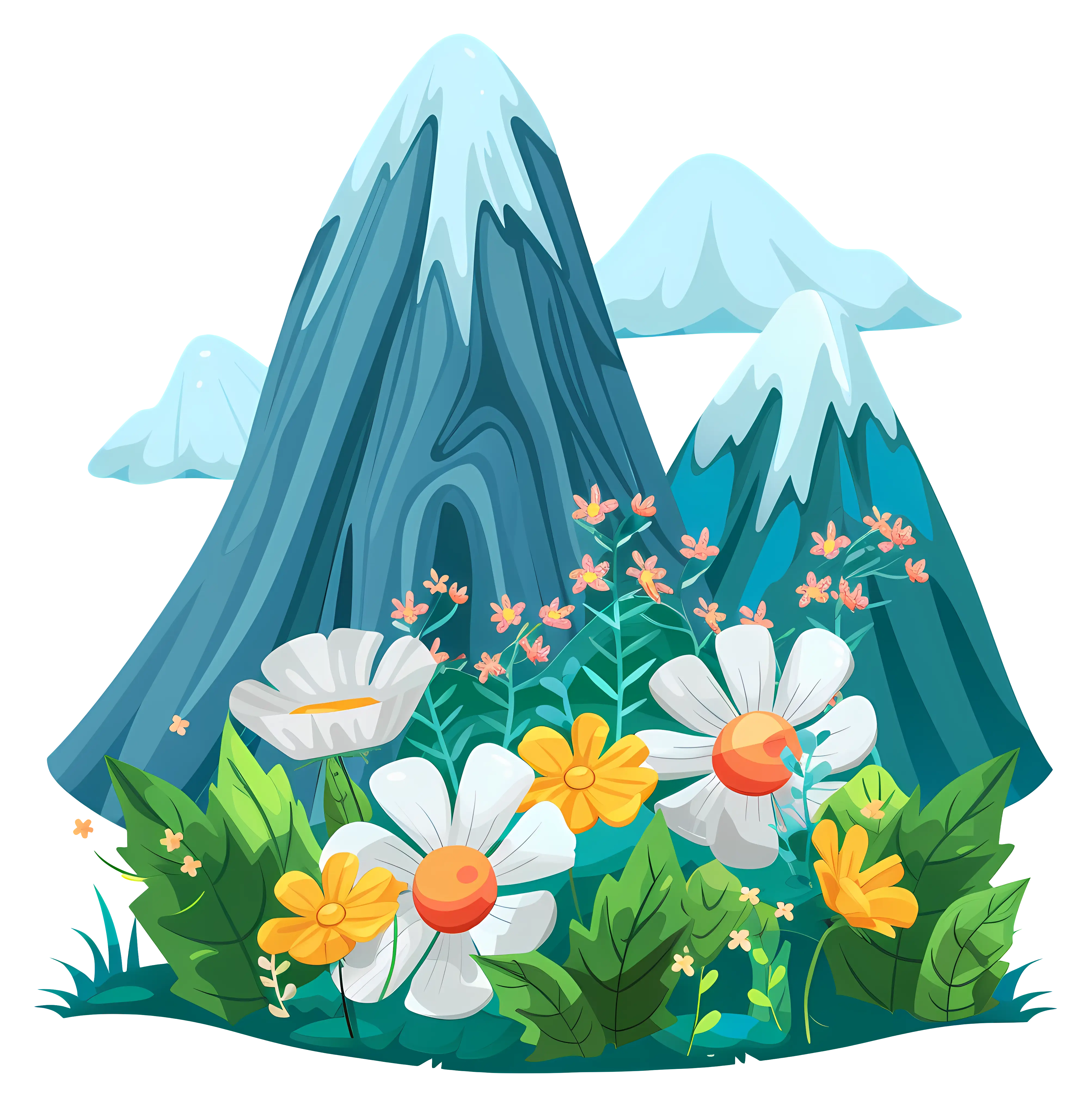 Beautiful Mountain Landscape with Flowers