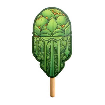 Green Popsicle with Unique Design