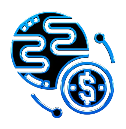 Blue Dollar Sign with Globe