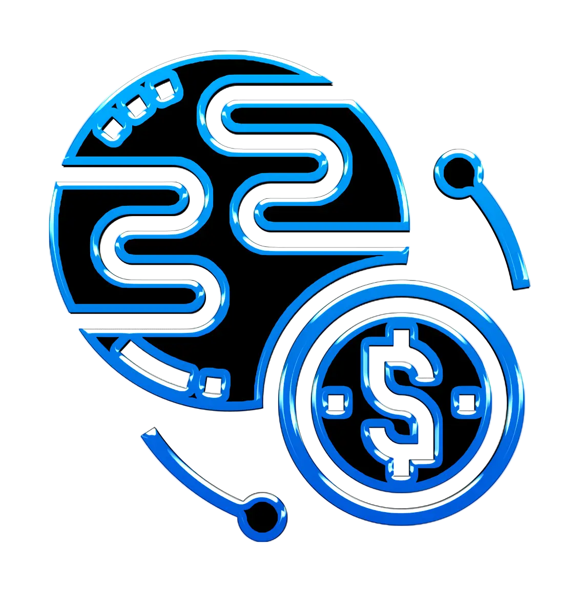 Blue Dollar Sign with Globe