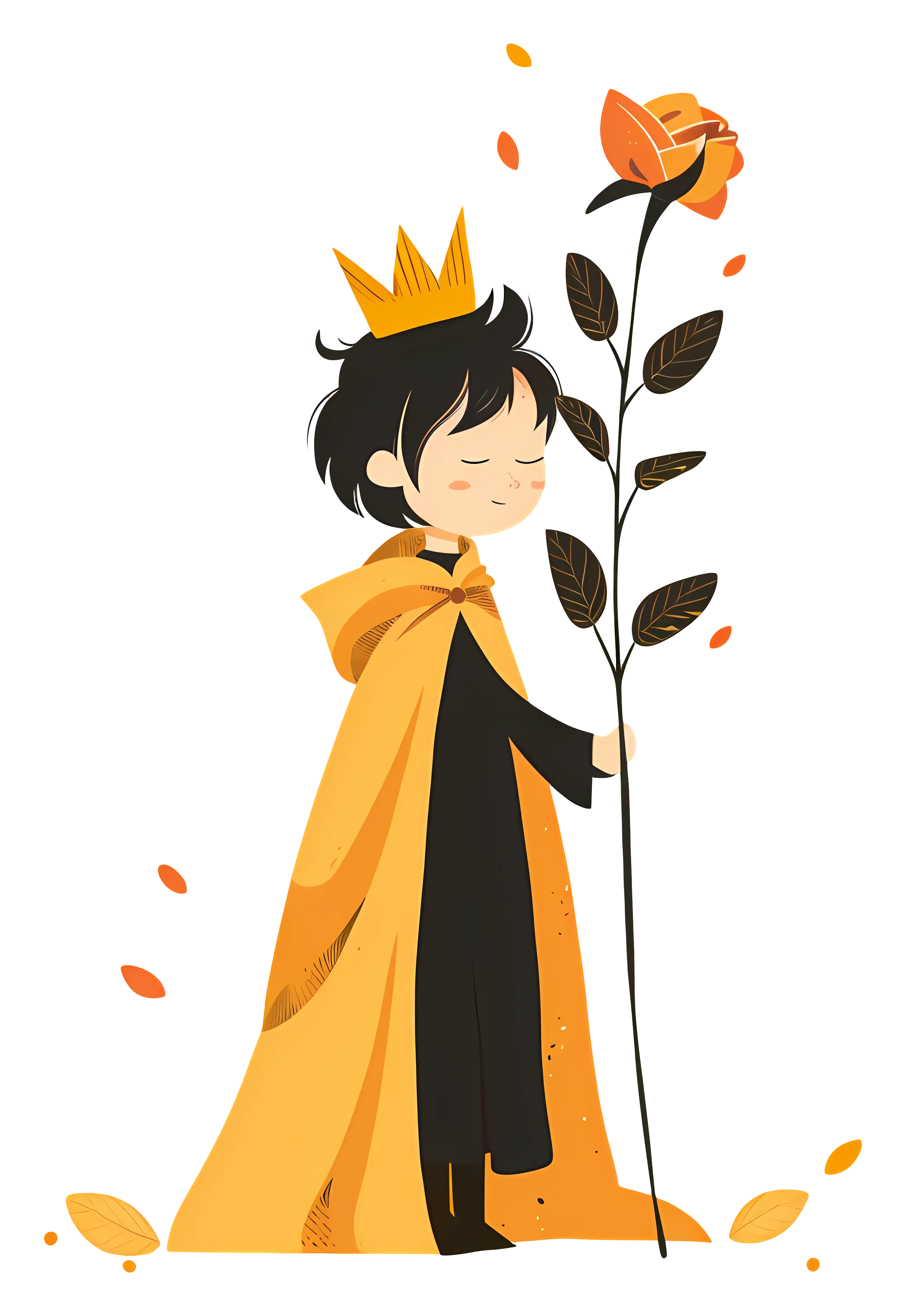 Little Prince with Crown and Rose