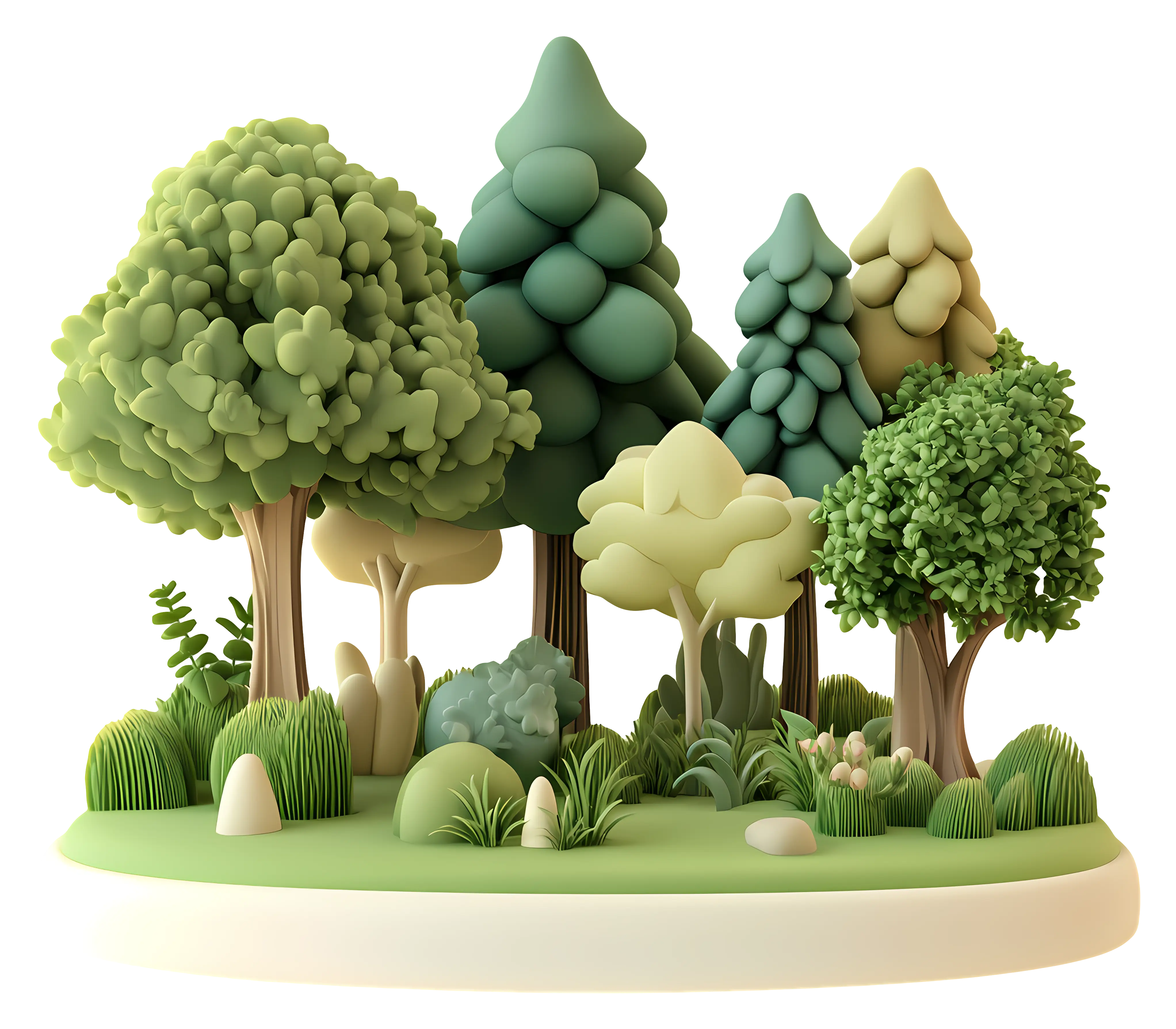 Cartoon Forest with Green Trees