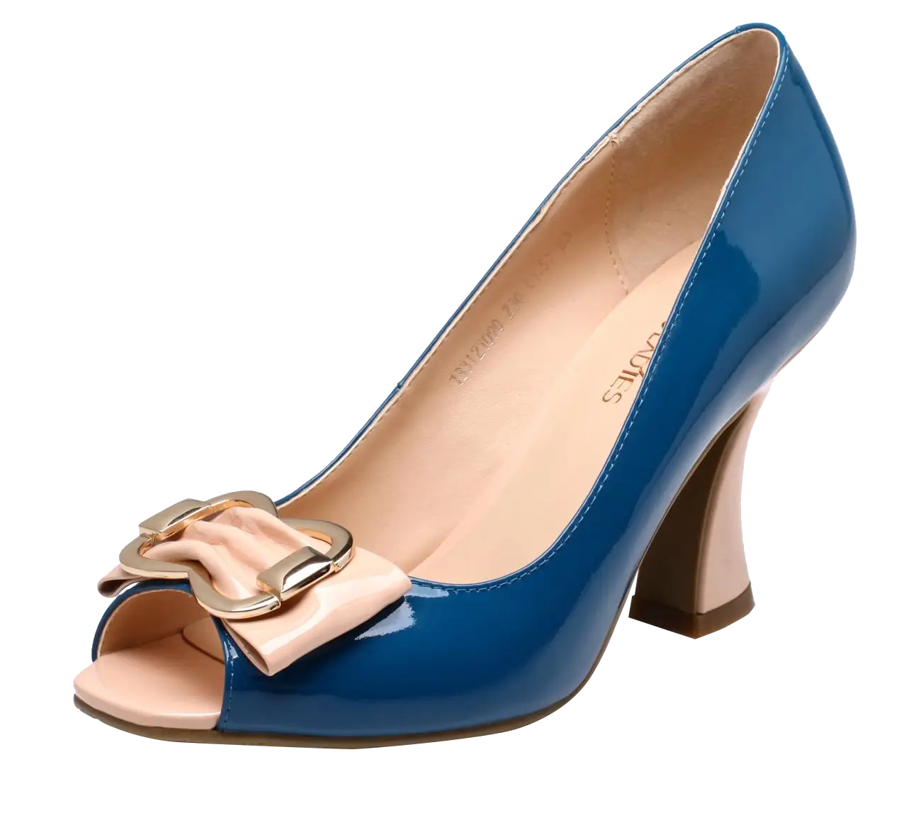 Blue High Heel Shoe with Pink Bow
