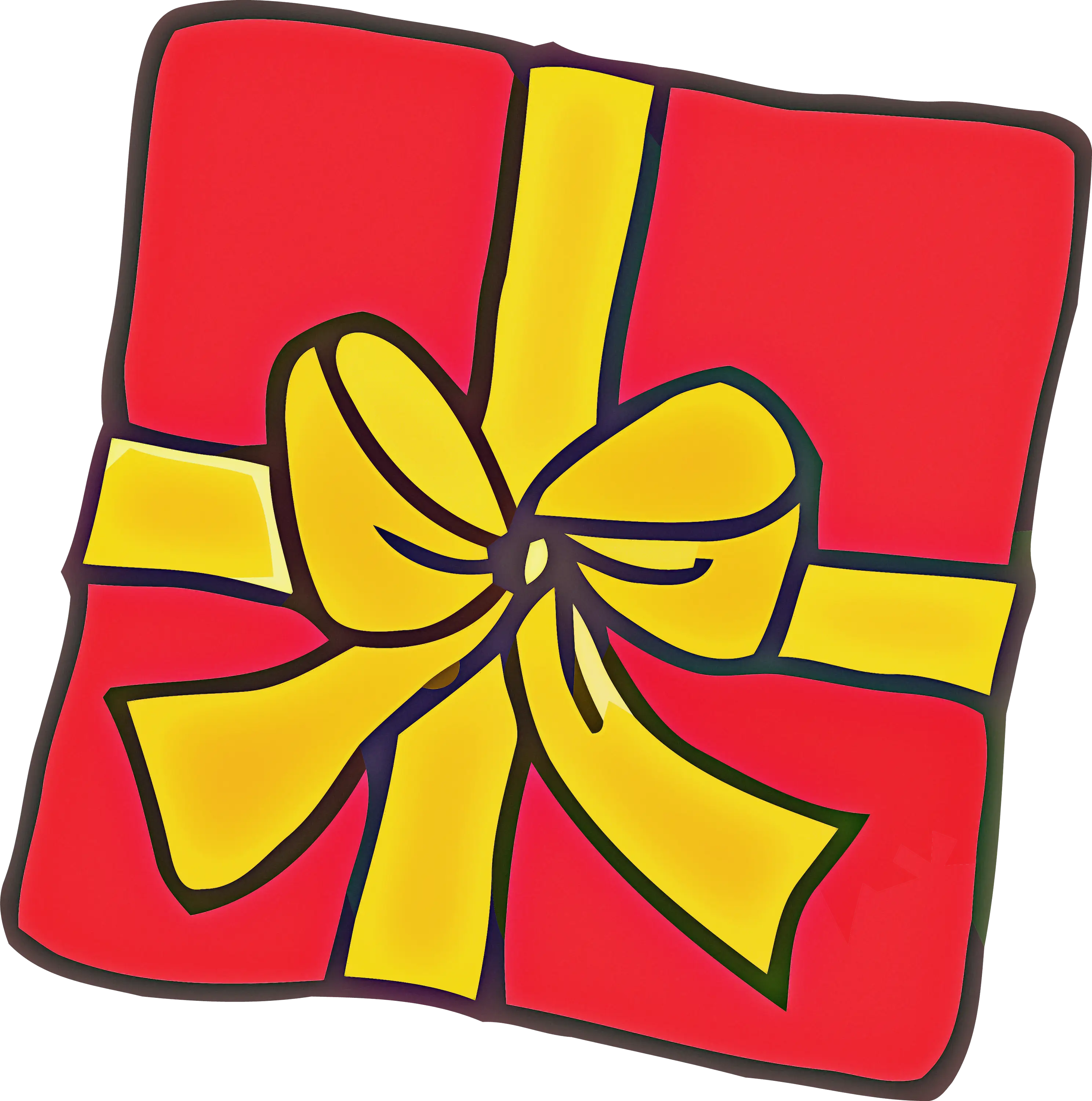 Cartoon Red Gift Box with Yellow Bow