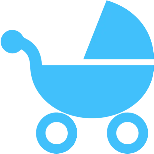 Blue Baby Stroller Icon Design