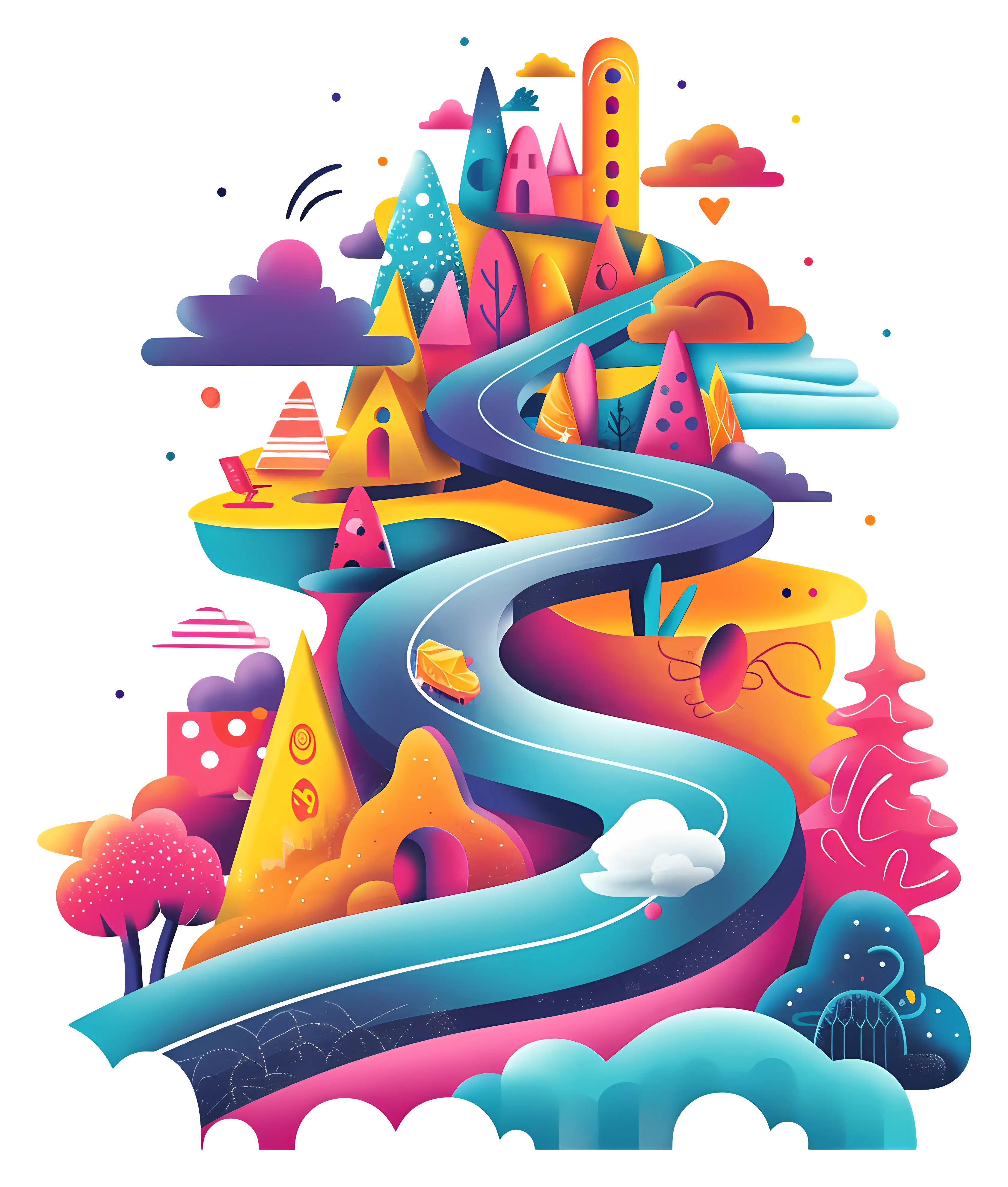 Colorful Fantasy Landscape Illustration