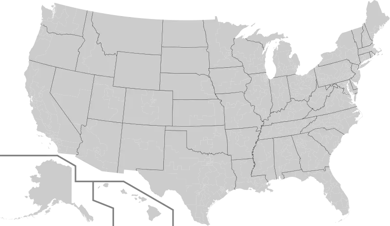 Gray USA Map with State Boundaries