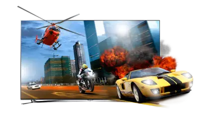 Action Scene with Car and Helicopter