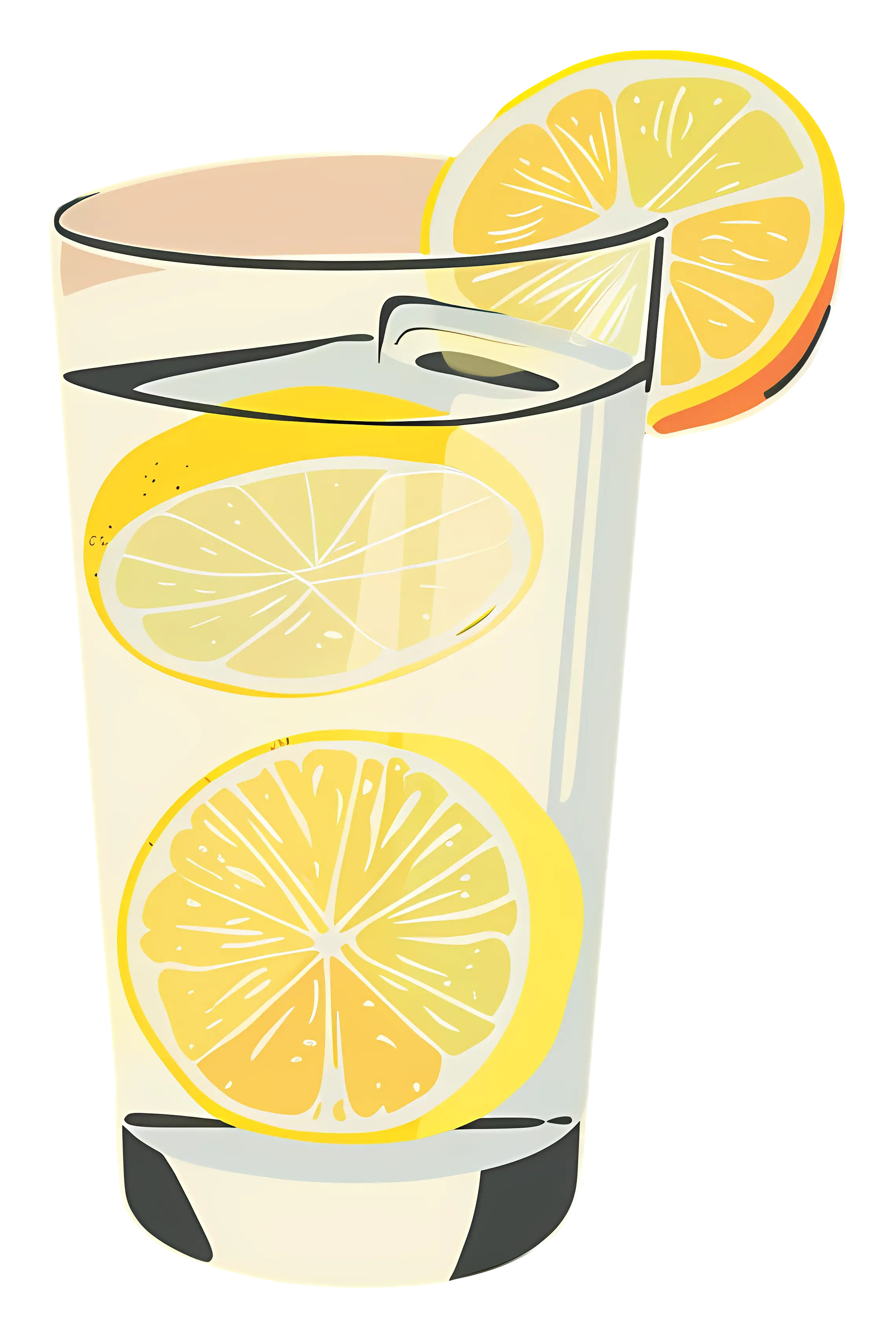 Glass of Lemonade with Lemon Slices Illustration