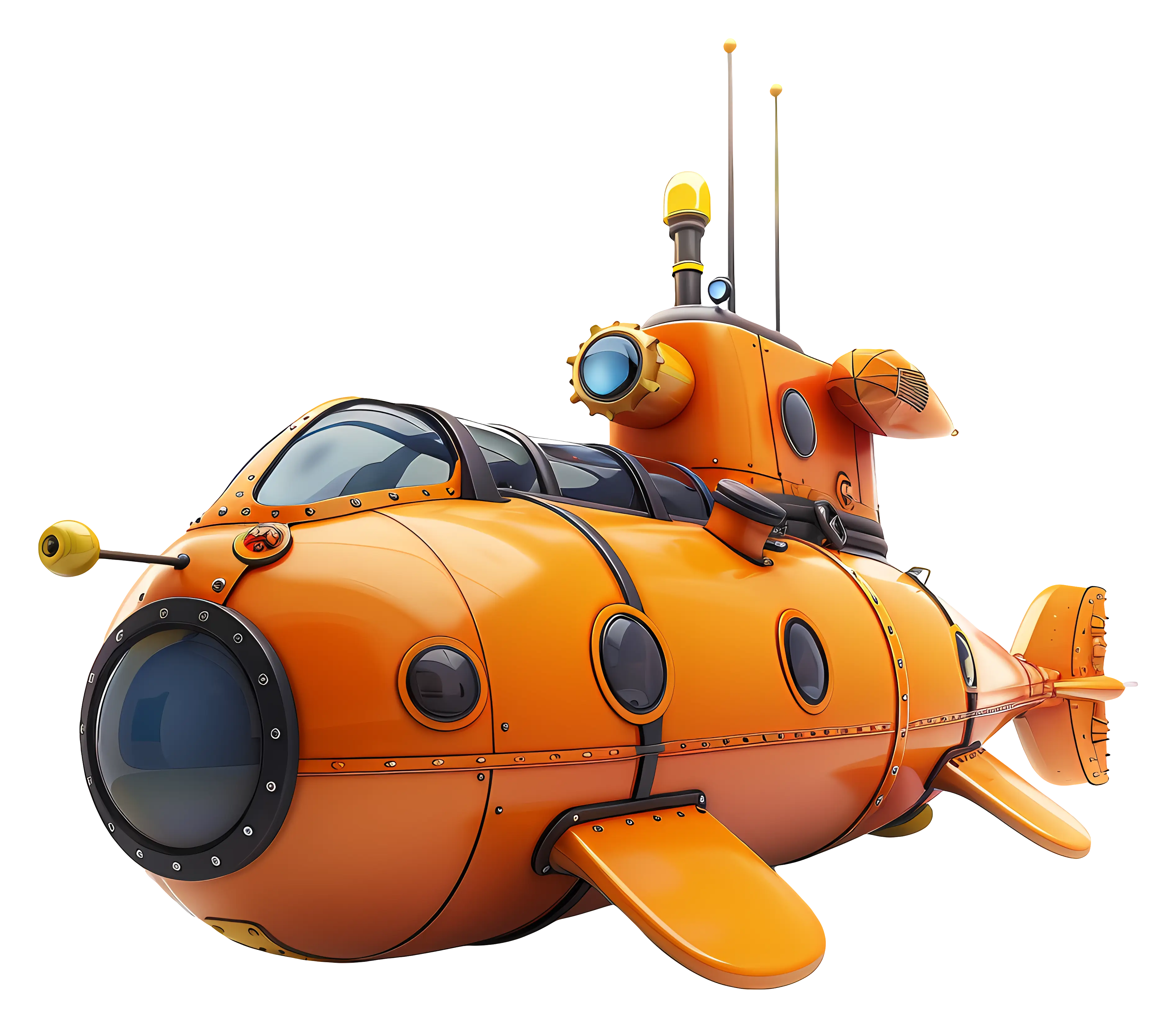 Orange Submarine for Underwater Exploration