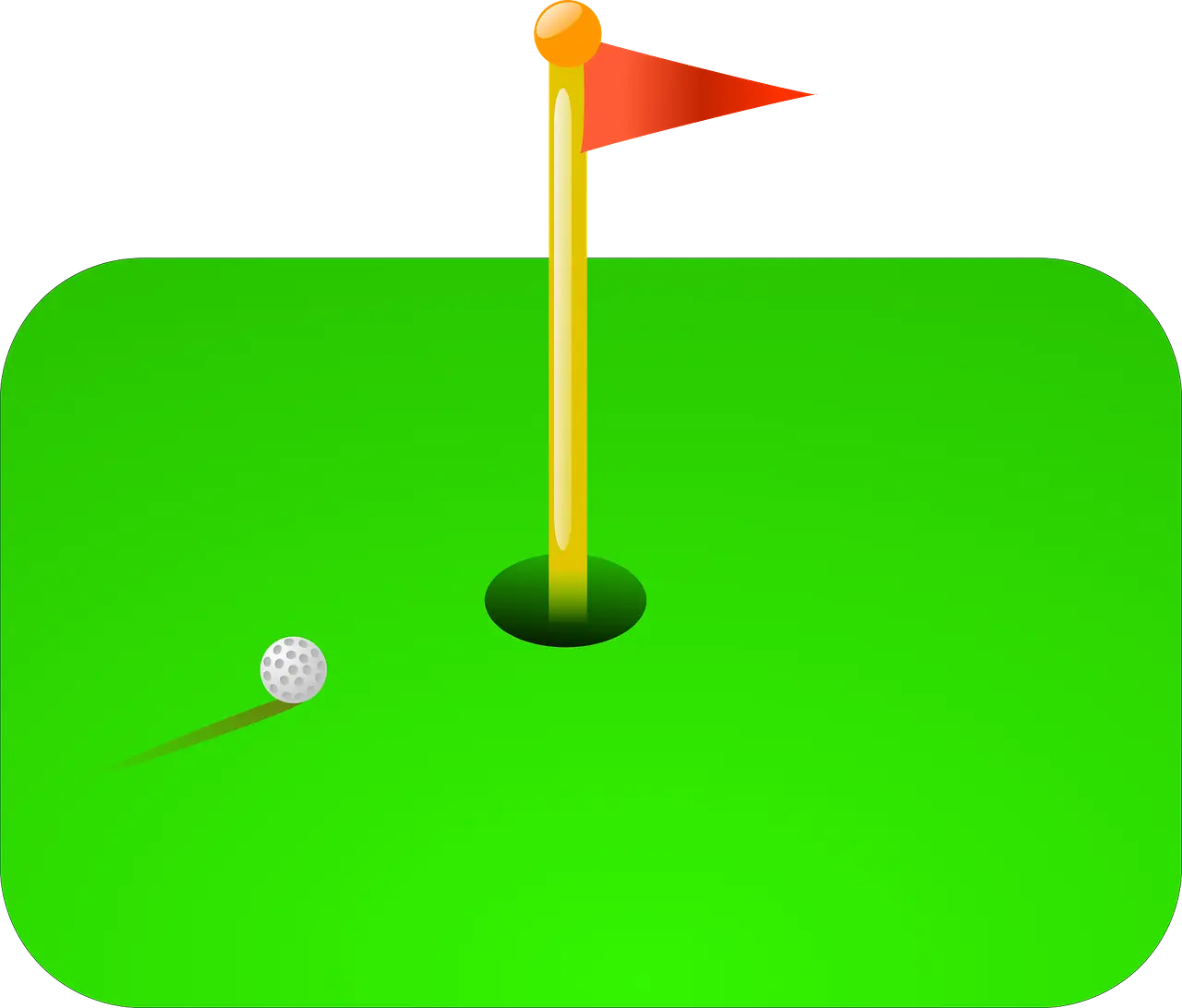 Golf Hole with Ball and Flag