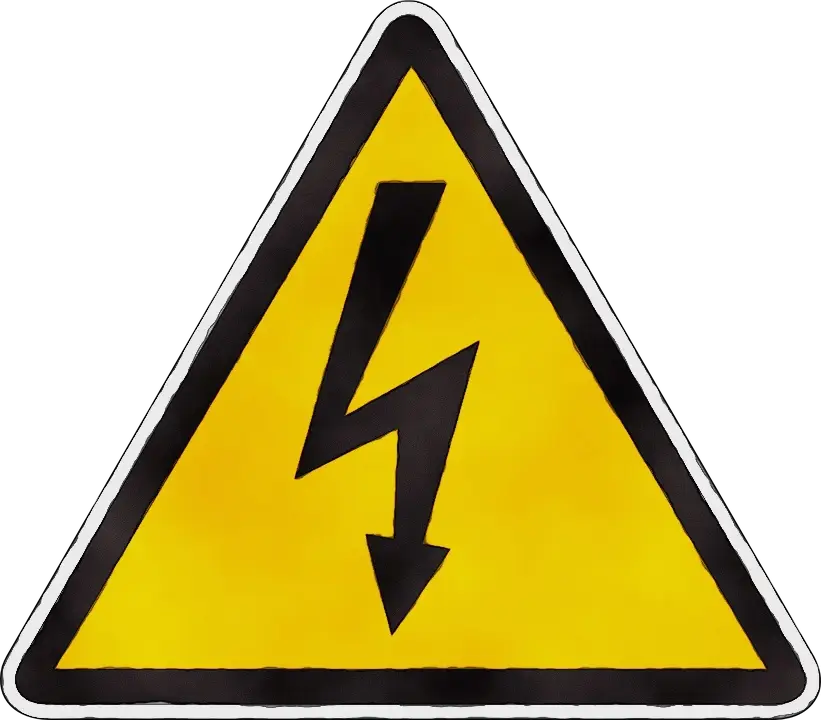 High Voltage Warning Sign in Yellow Triangle