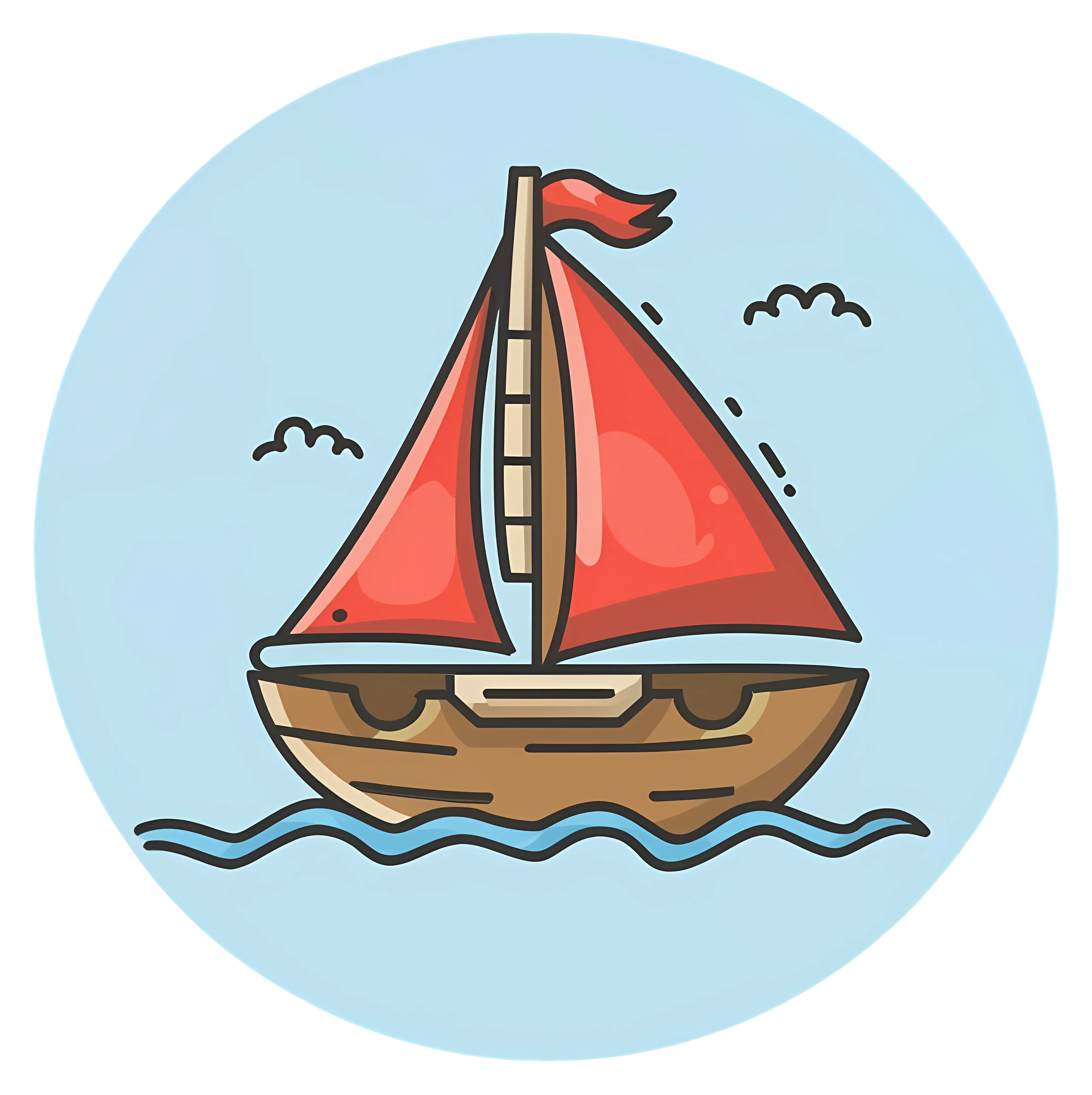 Cute Sailboat on the Sea