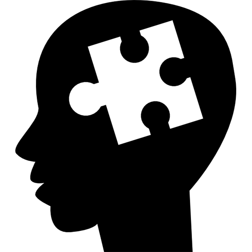 Illustration of Head with Puzzle Piece Inside