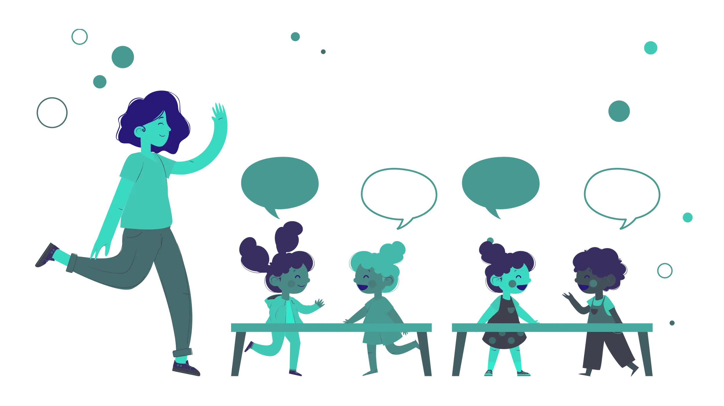 Teacher and Students Engaging in Classroom Scene