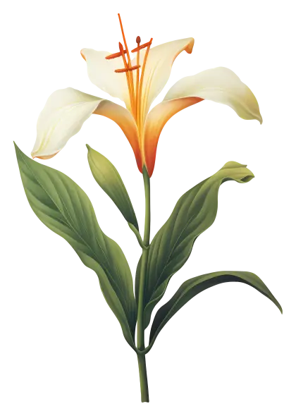Lily Flower Illustration with Orange Accents