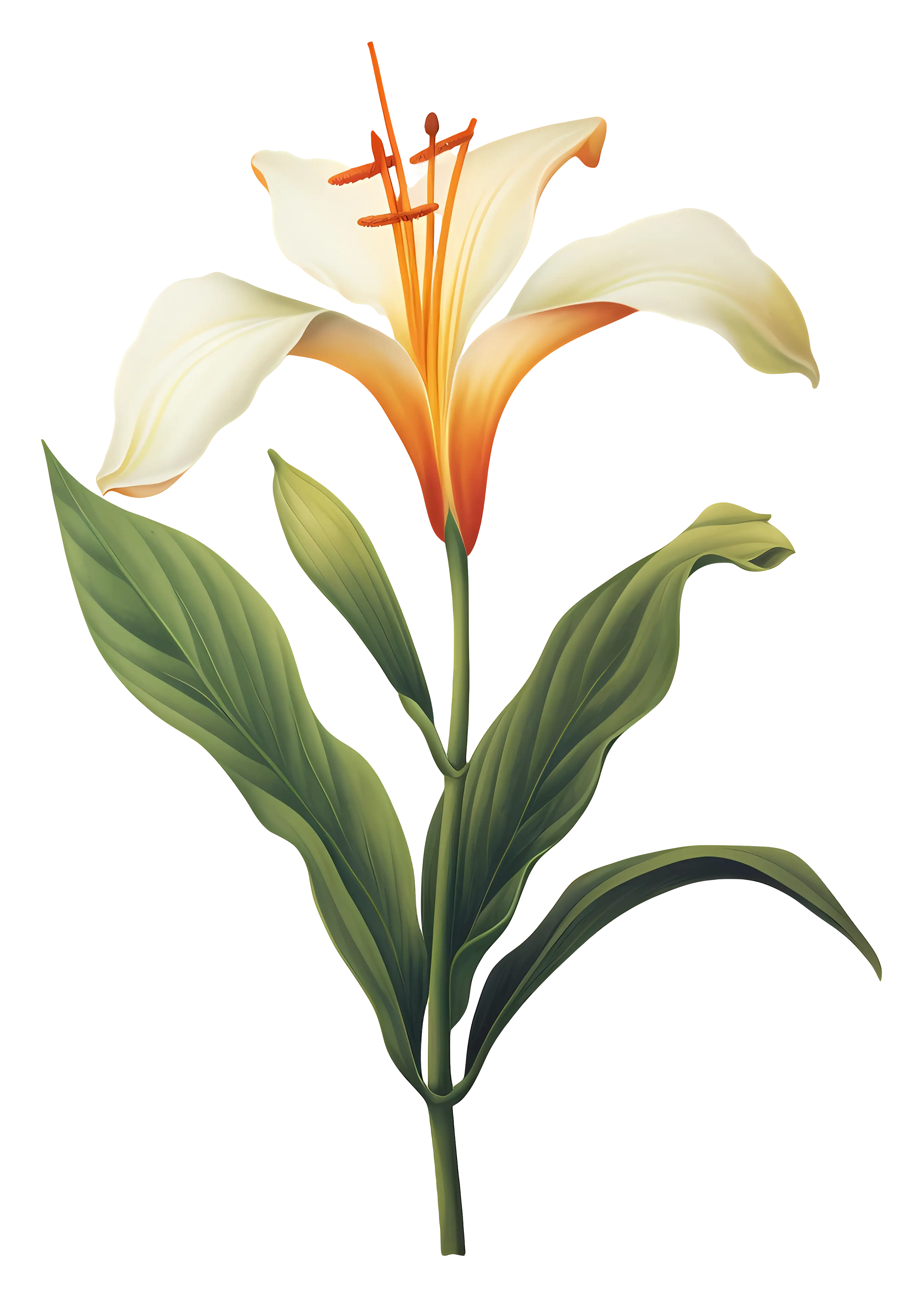 Lily Flower Illustration with Orange Accents