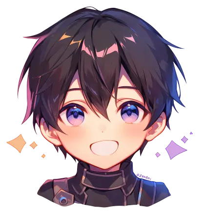 Smiling Anime Boy with Black Hair