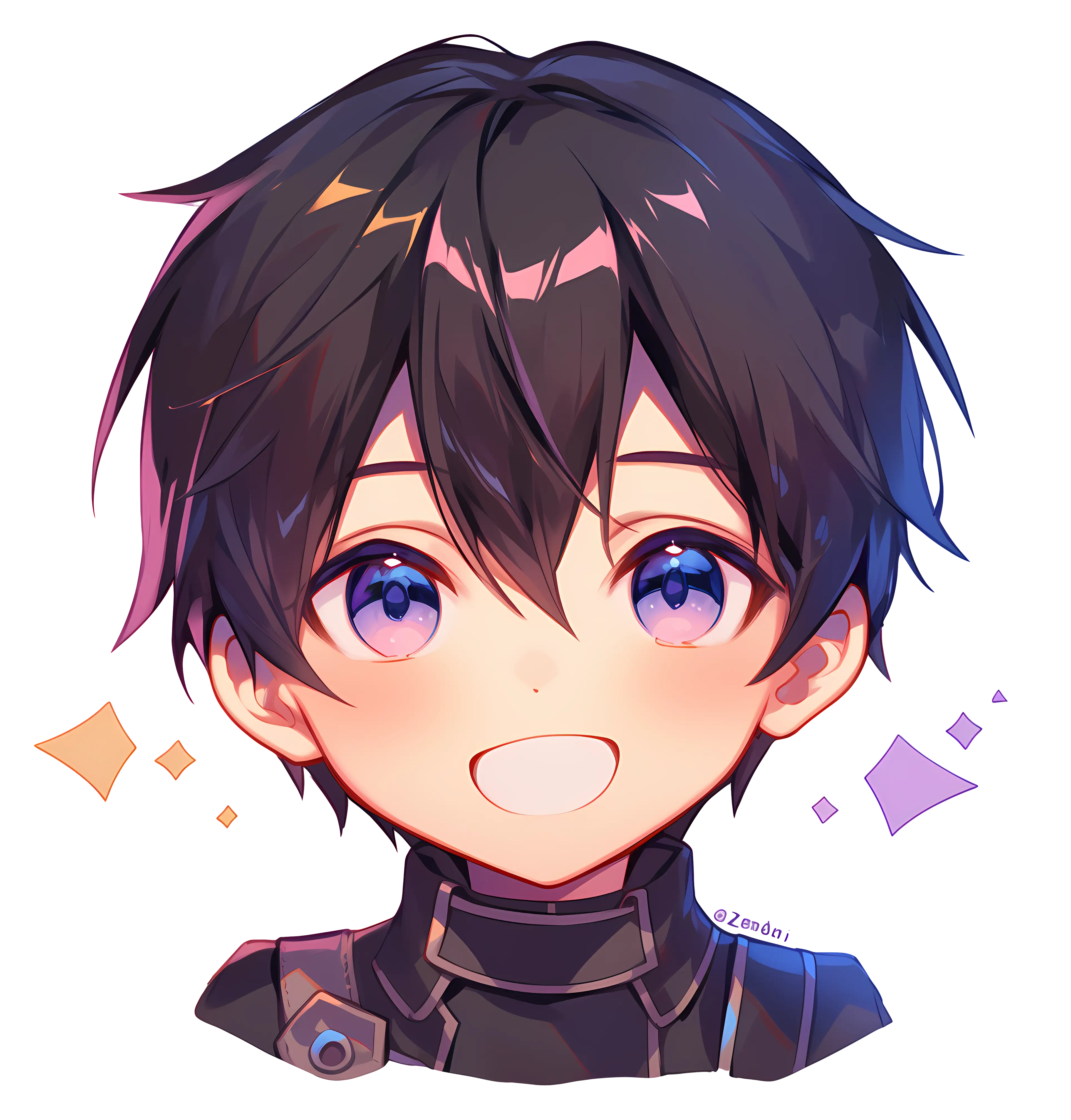 Smiling Anime Boy with Black Hair
