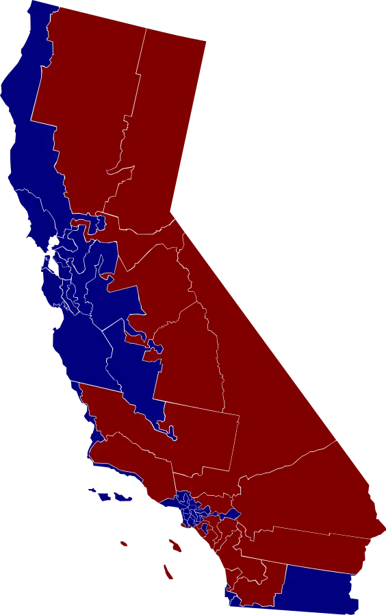 California Political Map Illustration
