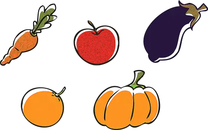 Cartoon Fruits and Vegetables Illustration