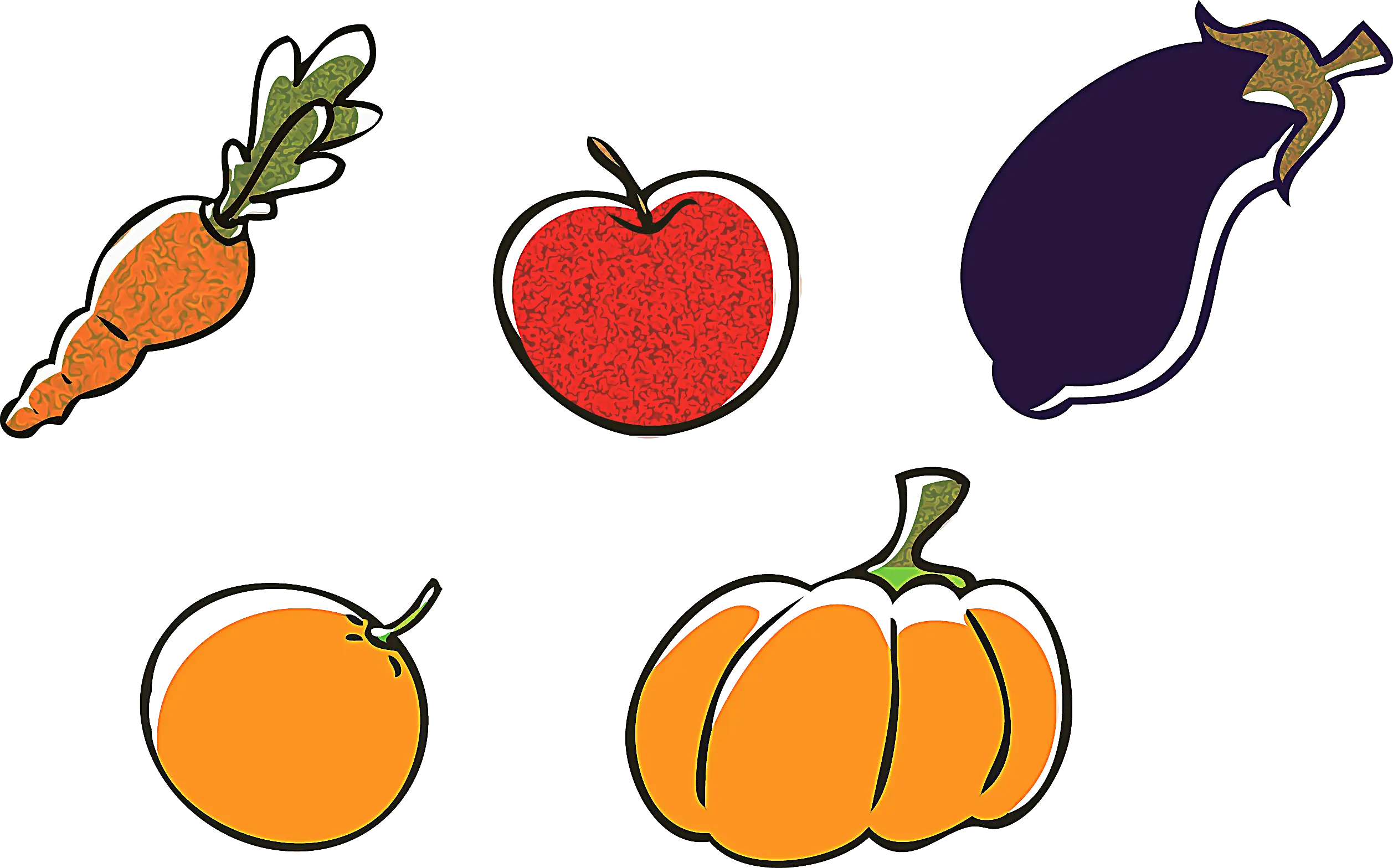 Cartoon Fruits and Vegetables Illustration