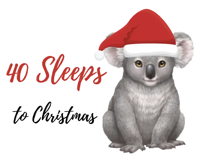 Koala with Santa Hat Counting Down to Christmas