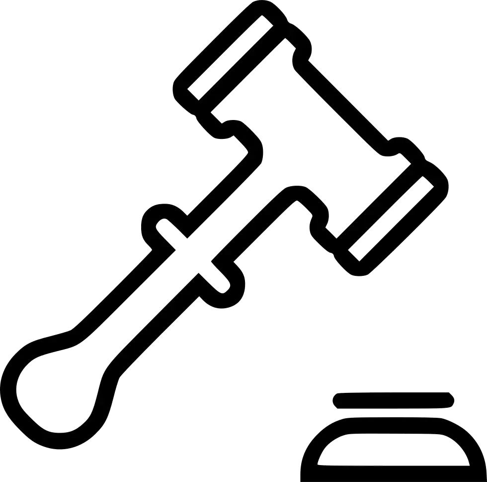 Black Outline Gavel Icon in Minimalistic Style