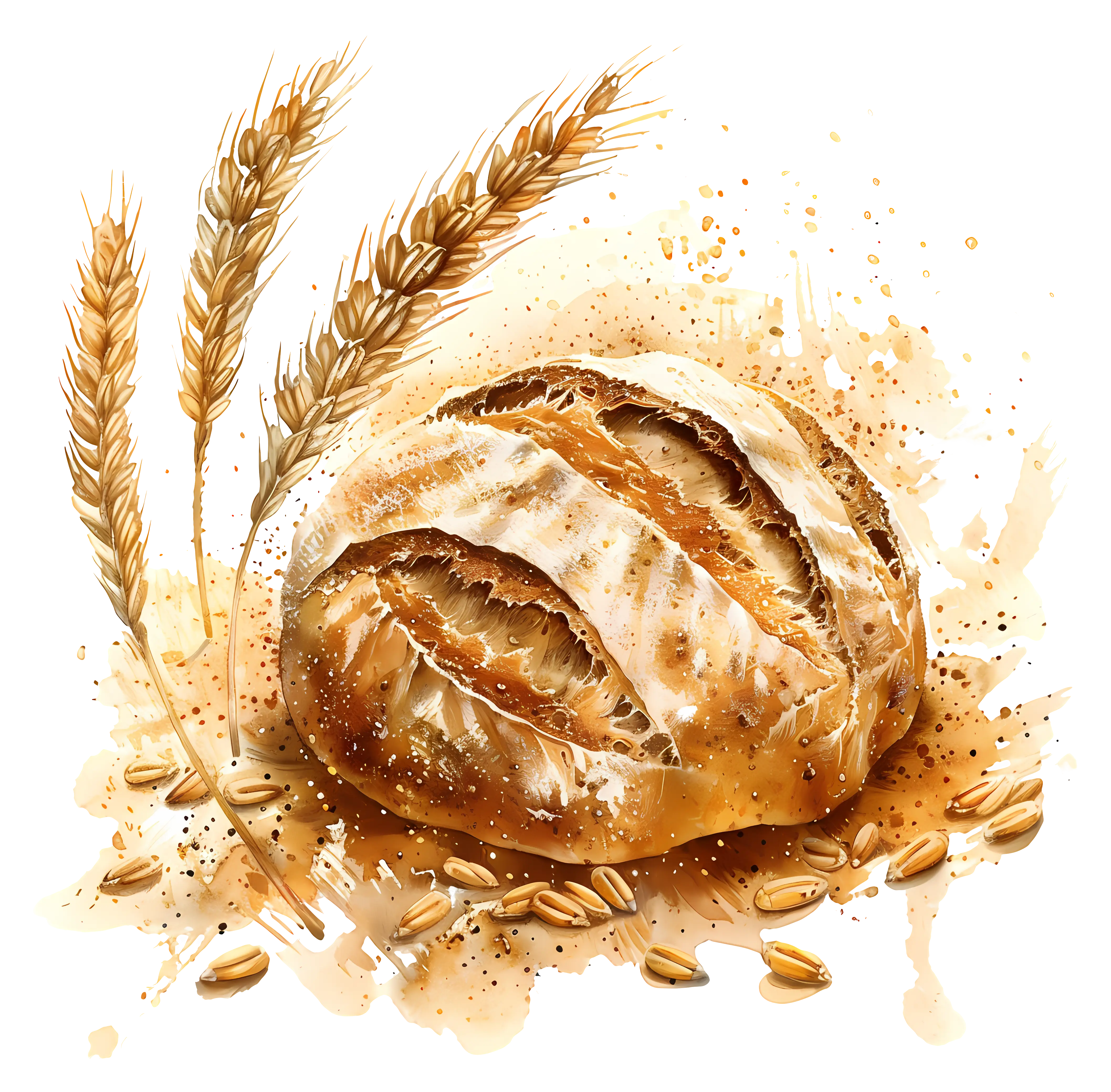 Rustic Loaf of Bread with Wheat Grains