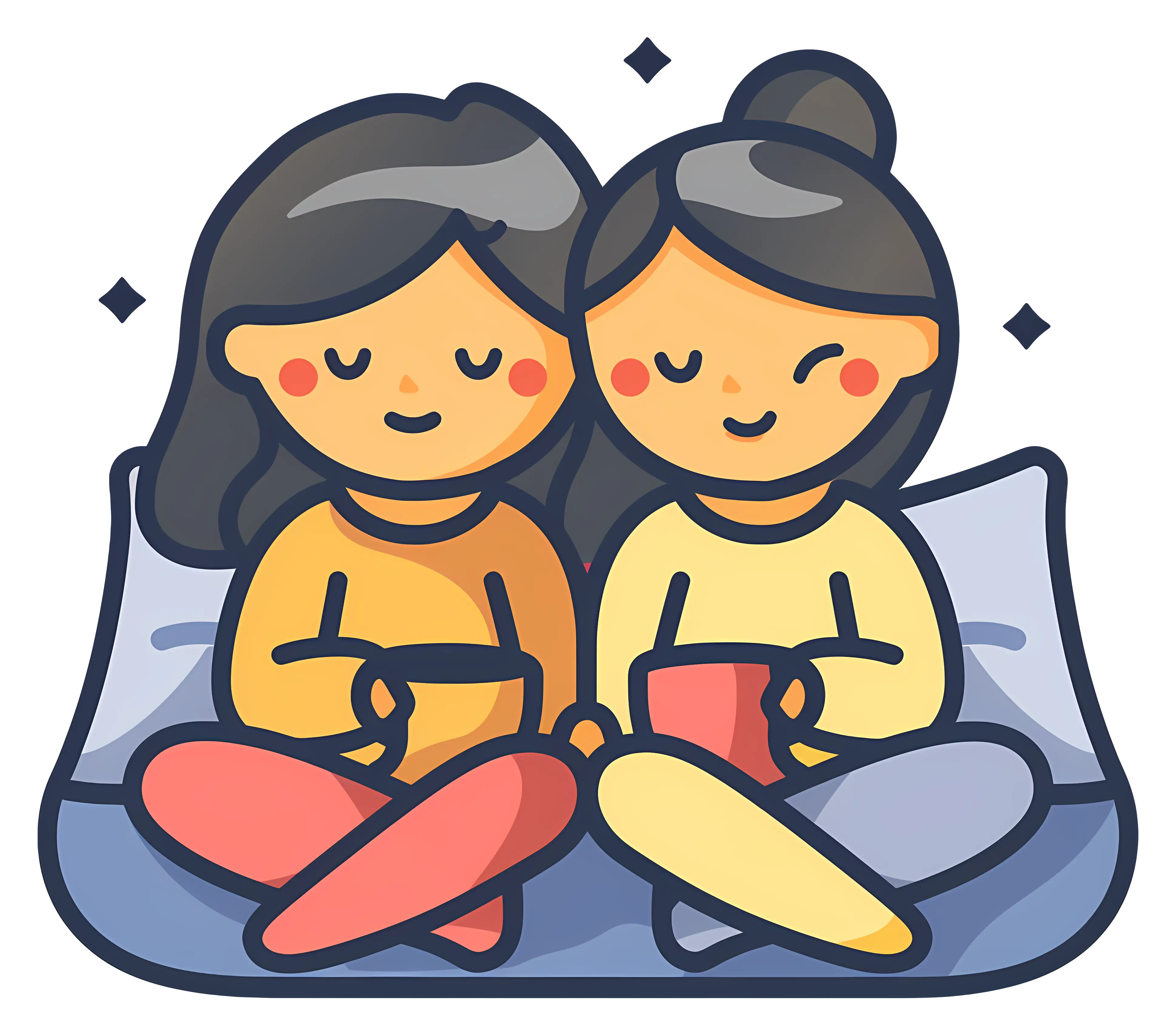 Cartoon Couple Sitting Together